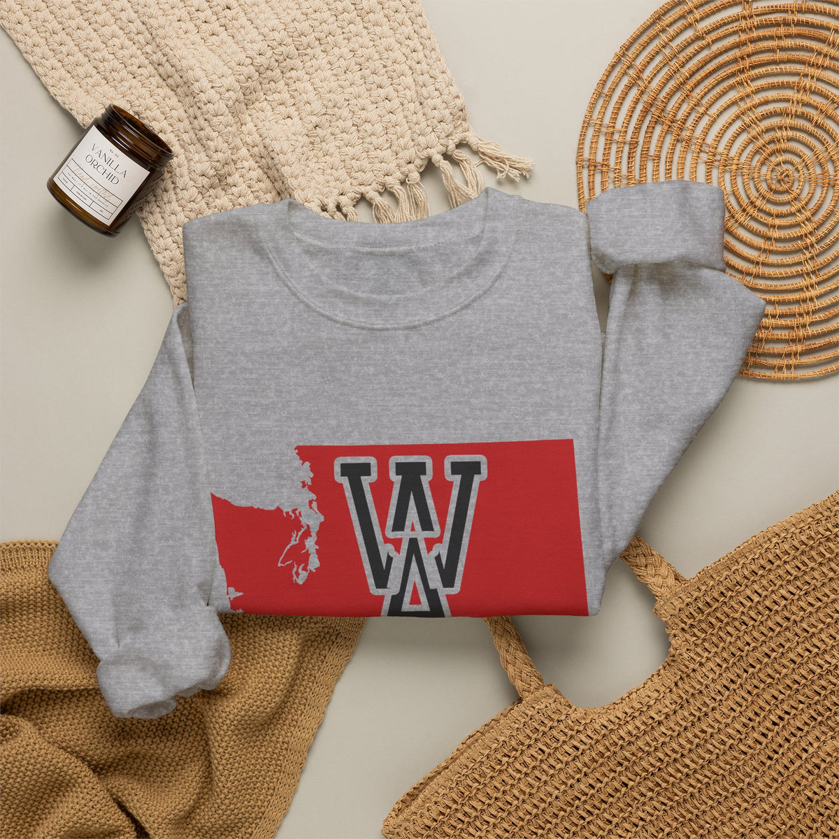 Washington Varsity Monogram Map Crewneck Sweatshirt