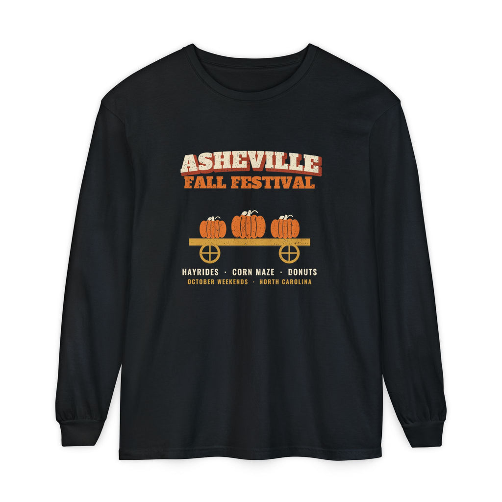 Asheville North Carolina Fall Festival Hay Wagon Long Sleeve Tee