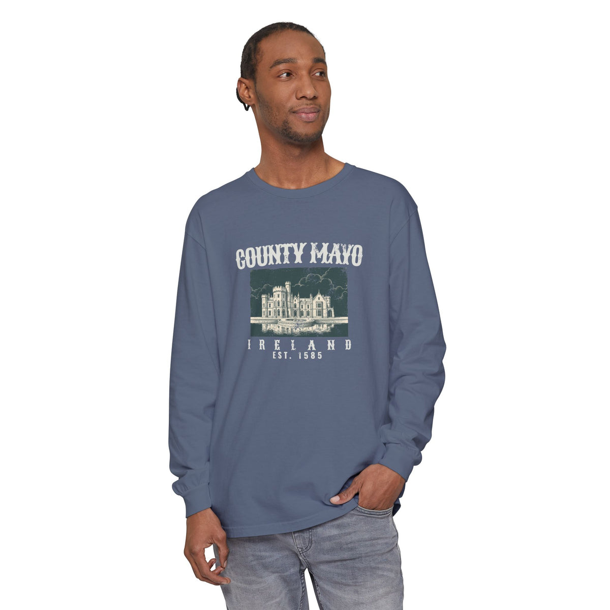 County Mayo Ireland Est 1585 Lakeside Castle Long Sleeve Tee