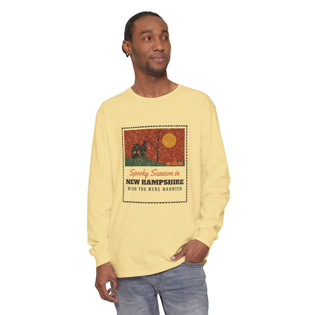 Spooky Season in New Hampshire Haunted Postcard Long Sleeve Tee
