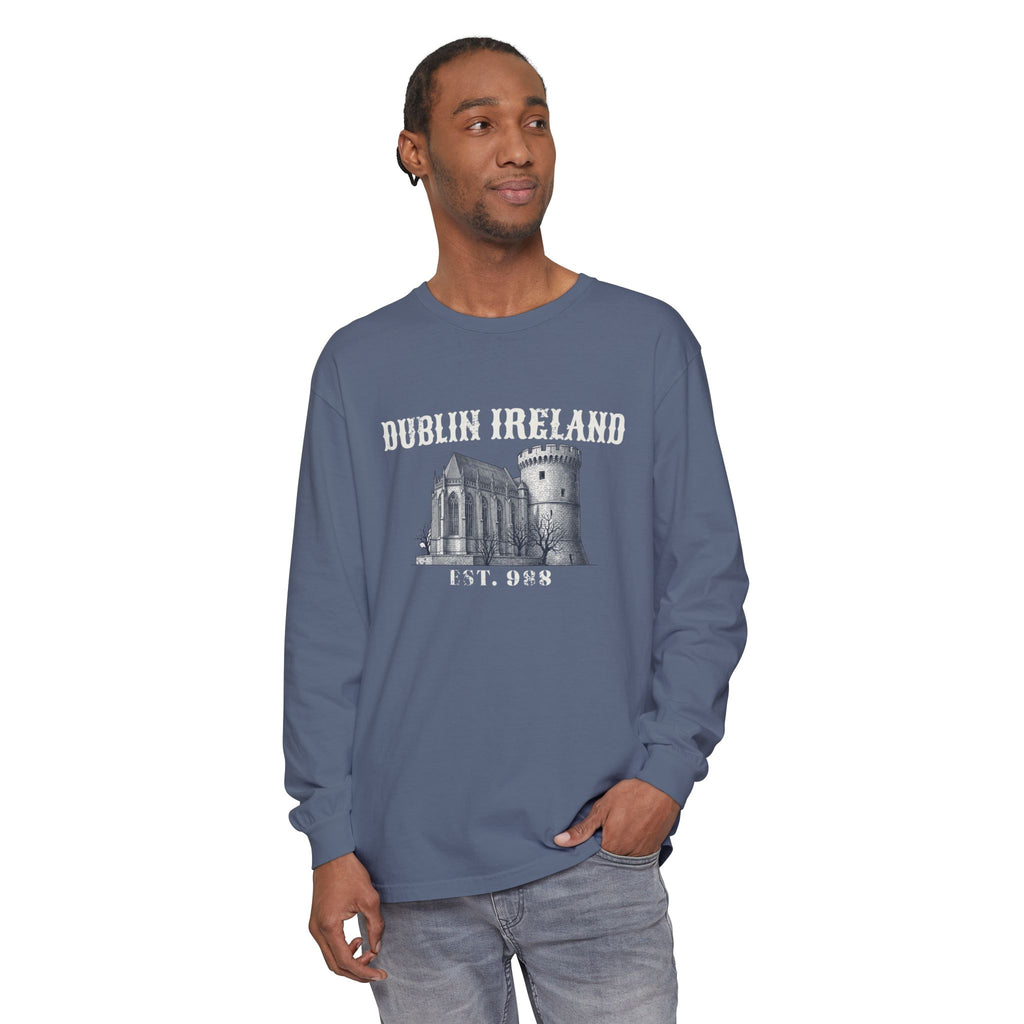 Dublin Ireland Castle Pen and Ink Sketch Long Sleeve Tee