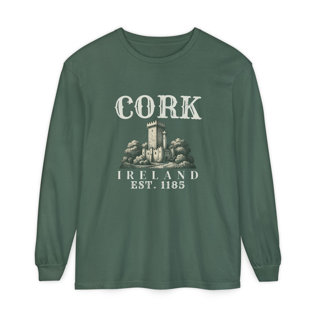 Cork Ireland Est 1185 Castle Sketch Long Sleeve Tee