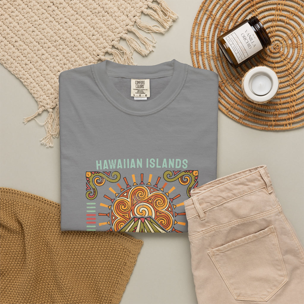 Aloha State Volcano Tattoo Sunrise Wave T-Shirt
