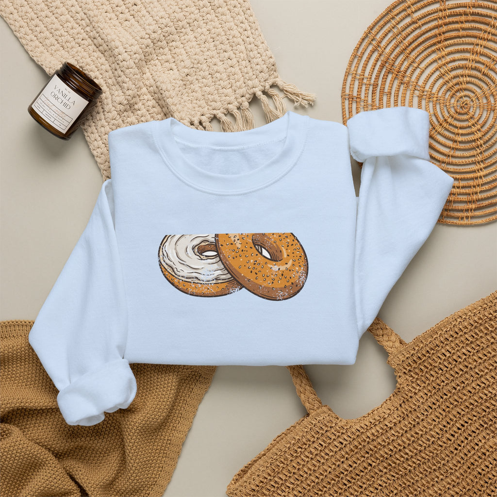 New York Everything Bagel Retro Food Illustration Crewneck Sweatshirt