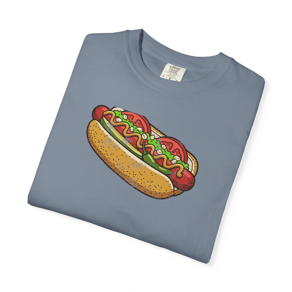Chicago Style Hot Dog Retro Food Illustration T-Shirt