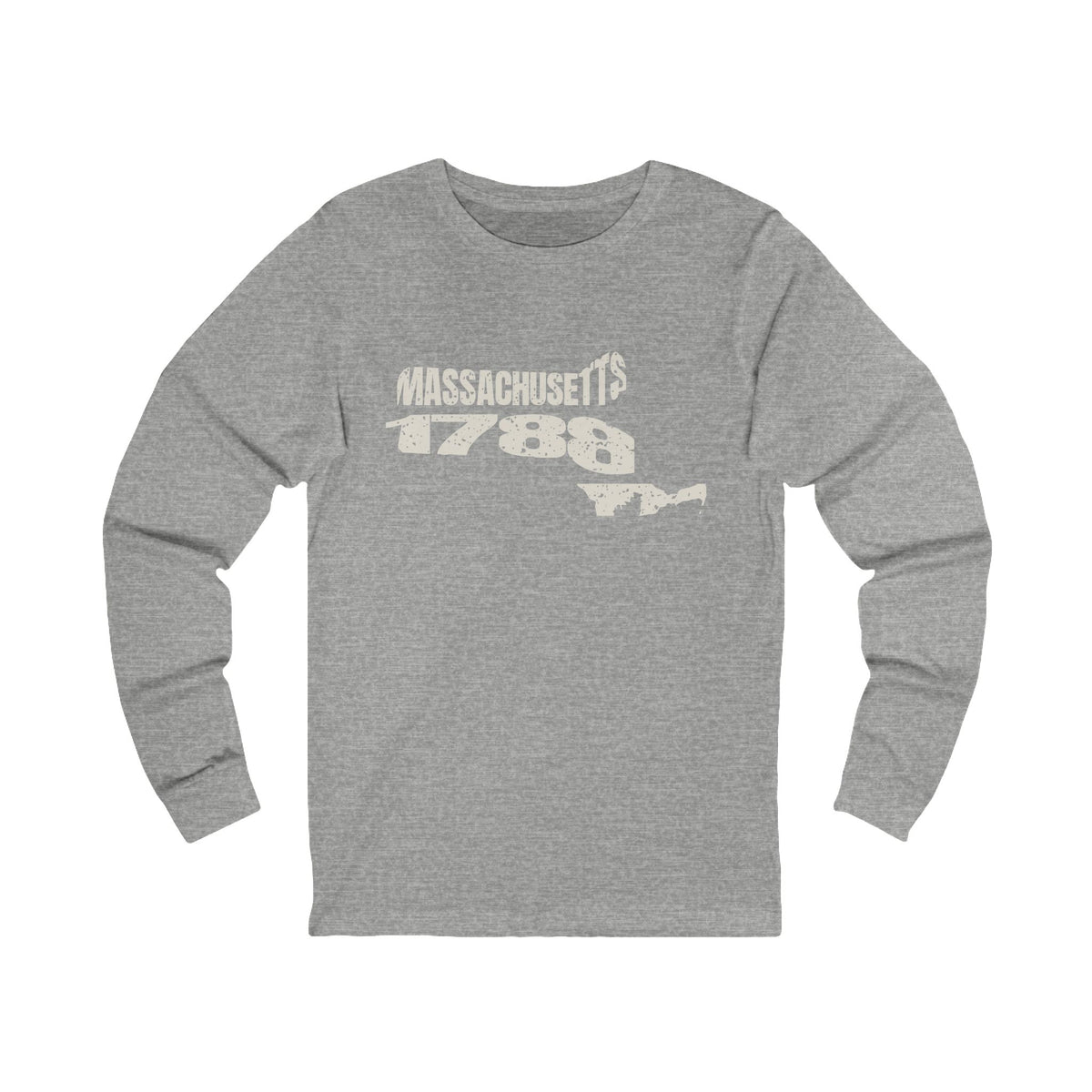 Massachusetts Vintage Letters Map Long Sleeve Tee