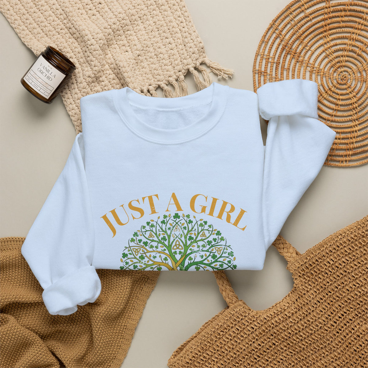 Just a Girl With Irish Roots Tree of Life Crewneck Sweatshirt