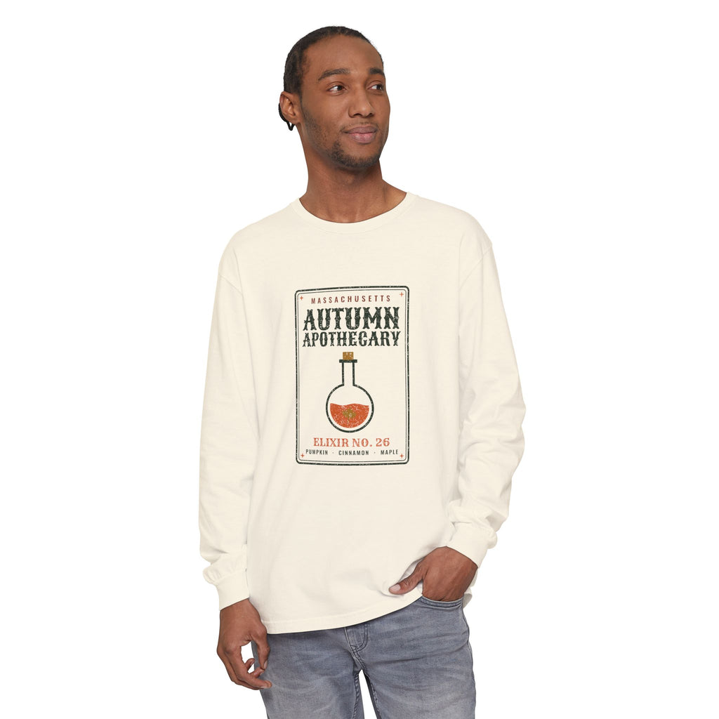 Massachusetts Autumn Apothecary Label Long Sleeve Tee