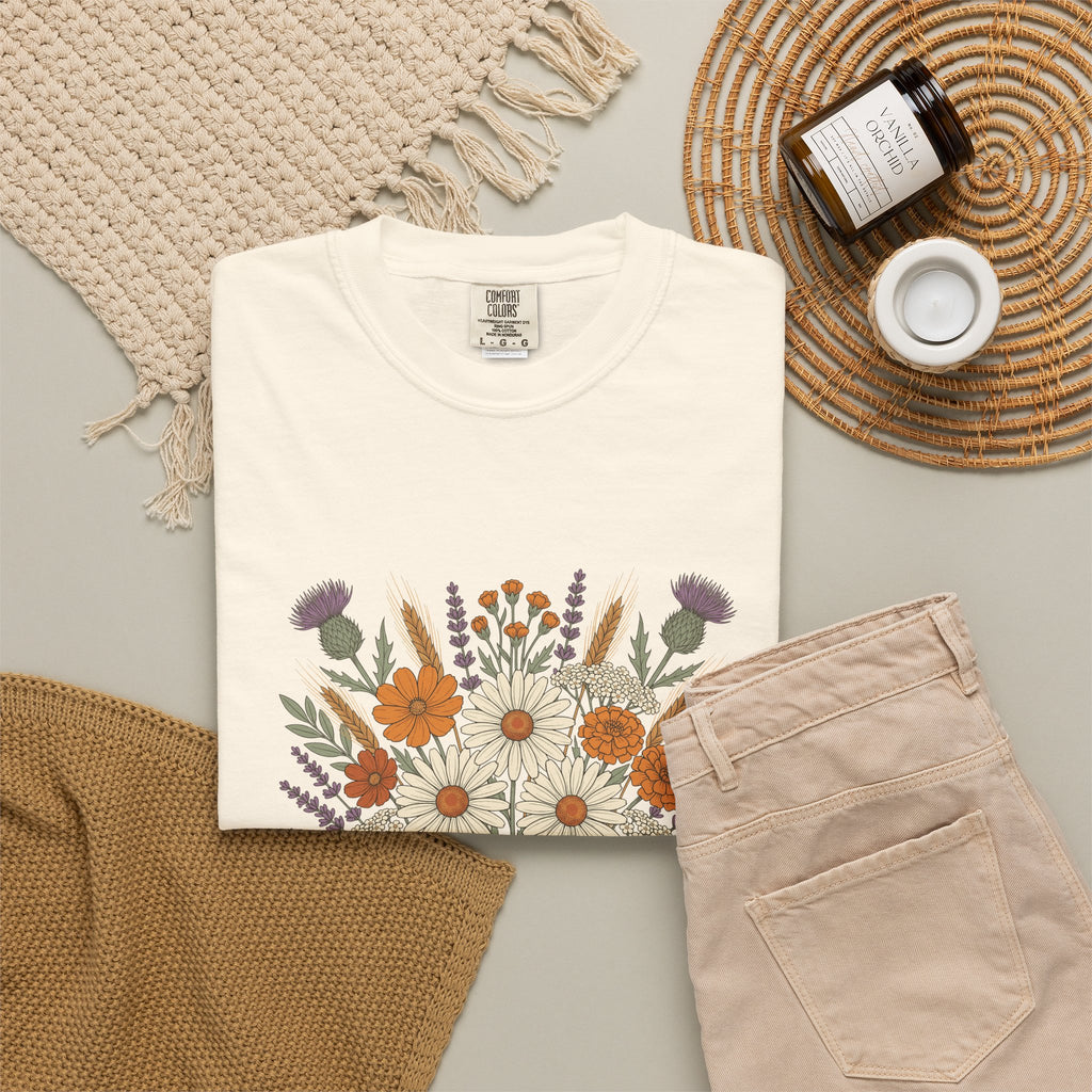 Fall Wildflower Bouquet Daisies and Thistles T-Shirt