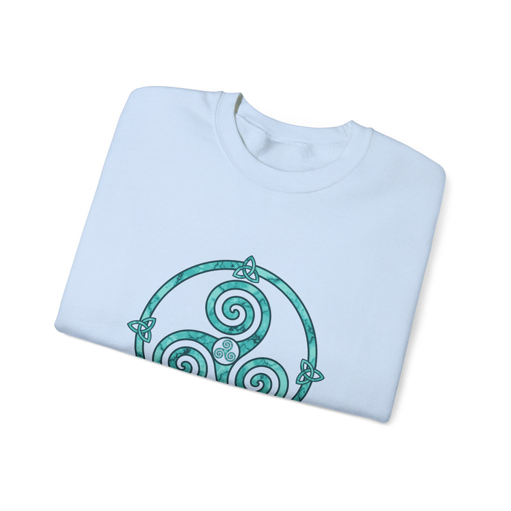 Celtic Triskele Spiral Trinity Knot Turquoise Crewneck Sweatshirt