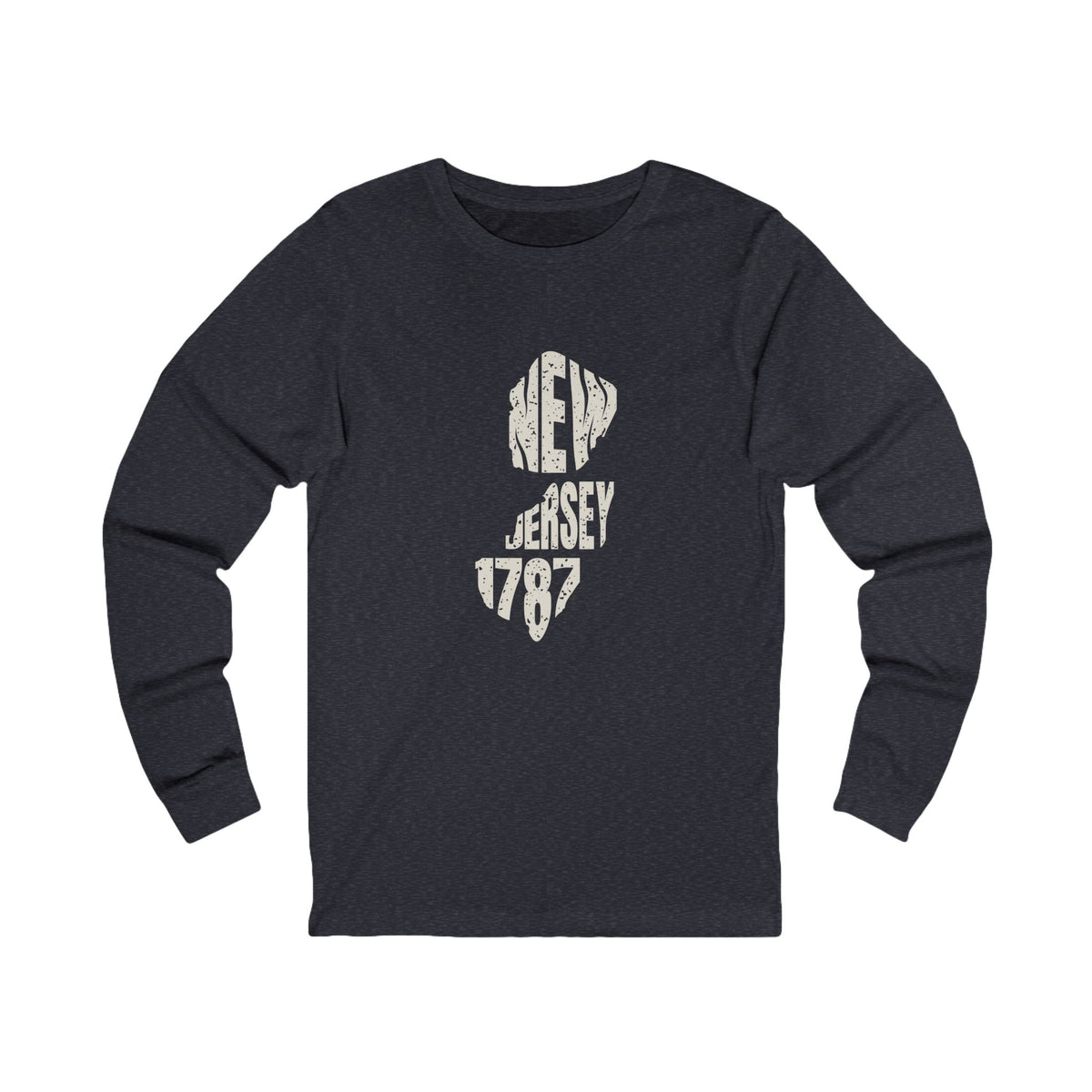 New Jersey Vintage Letters Map Long Sleeve Tee