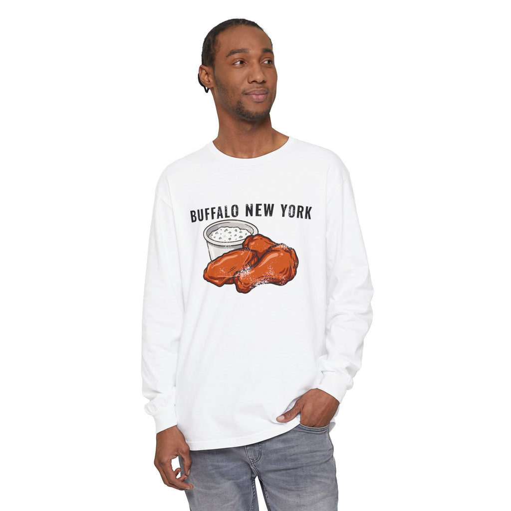 Buffalo Wings Blue Cheese Retro Food Illustration Long Sleeve Tee