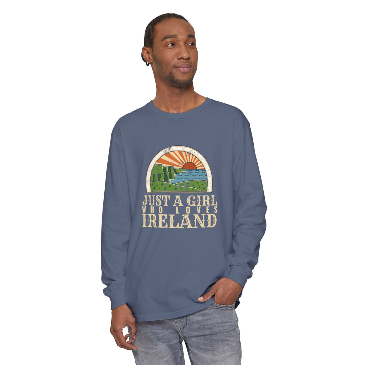 Just a Girl Who Loves Ireland Sea Cliffs Sunburst Long Sleeve Tee