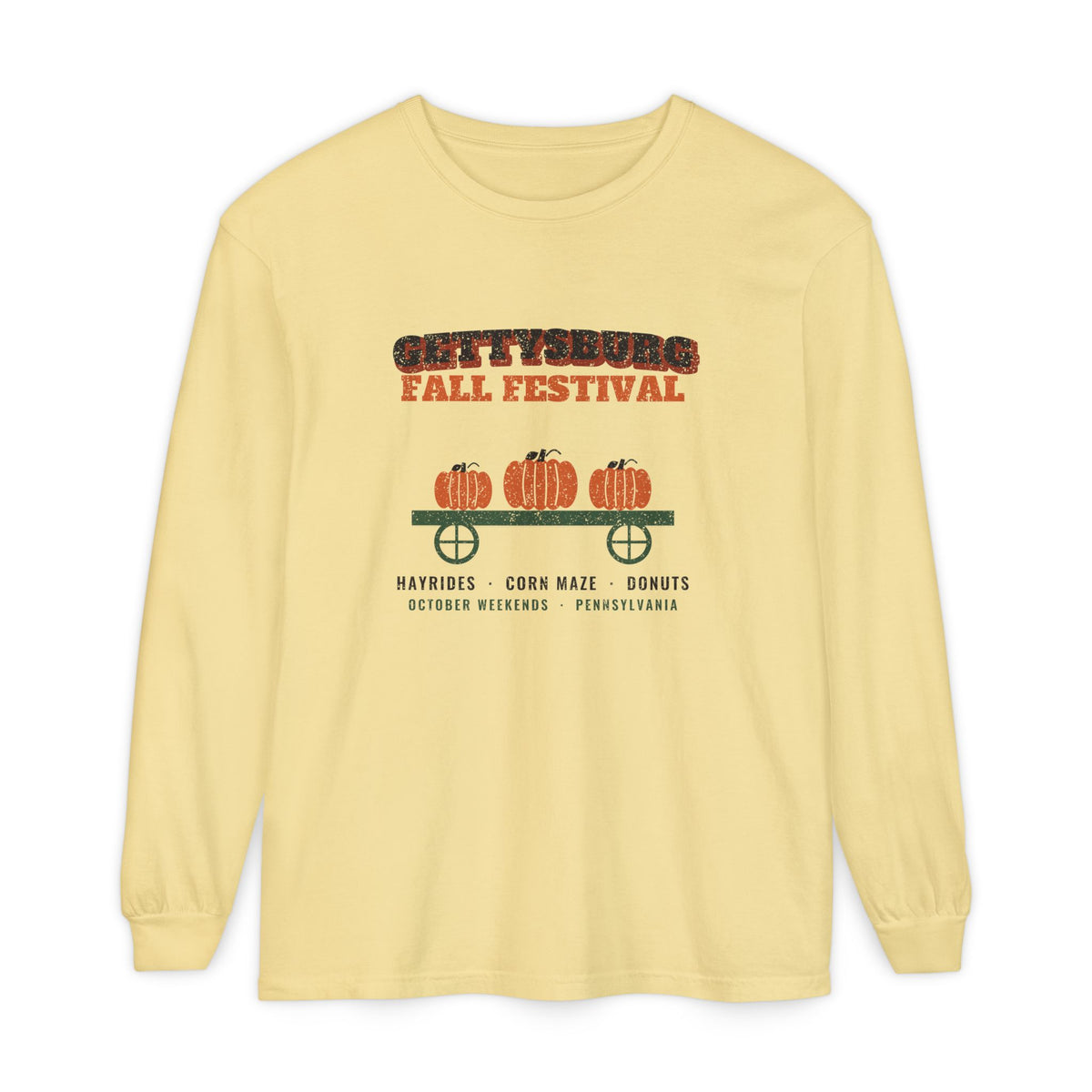Gettysburg Pennsylvania Fall Festival Hay Wagon Long Sleeve Tee