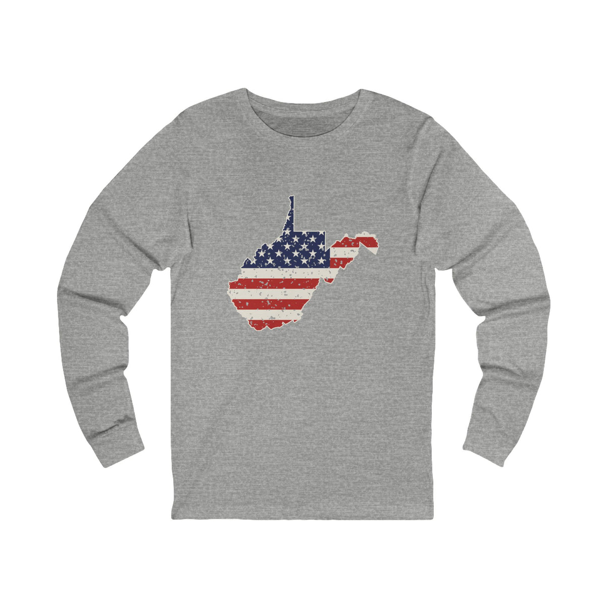 West Virginia American Flag Map Long Sleeve Tee