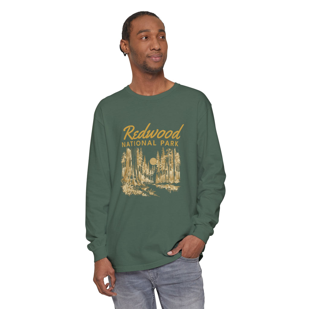 Redwood National Park Vintage Forest Sketch Long Sleeve Tee