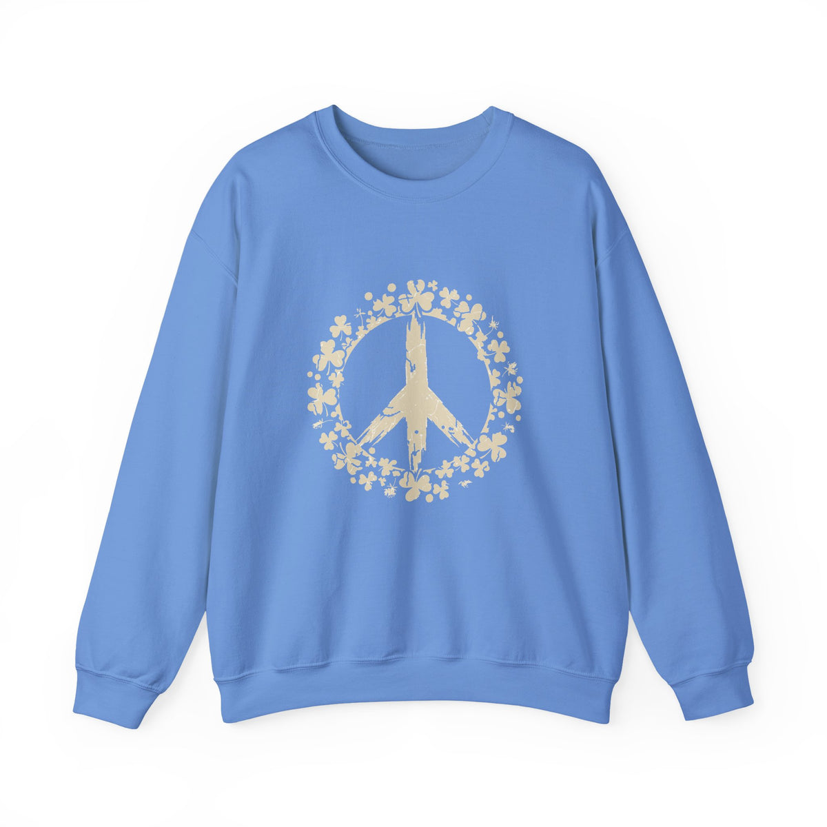Shamrock Peace Sign Wreath Distressed Crewneck Sweatshirt