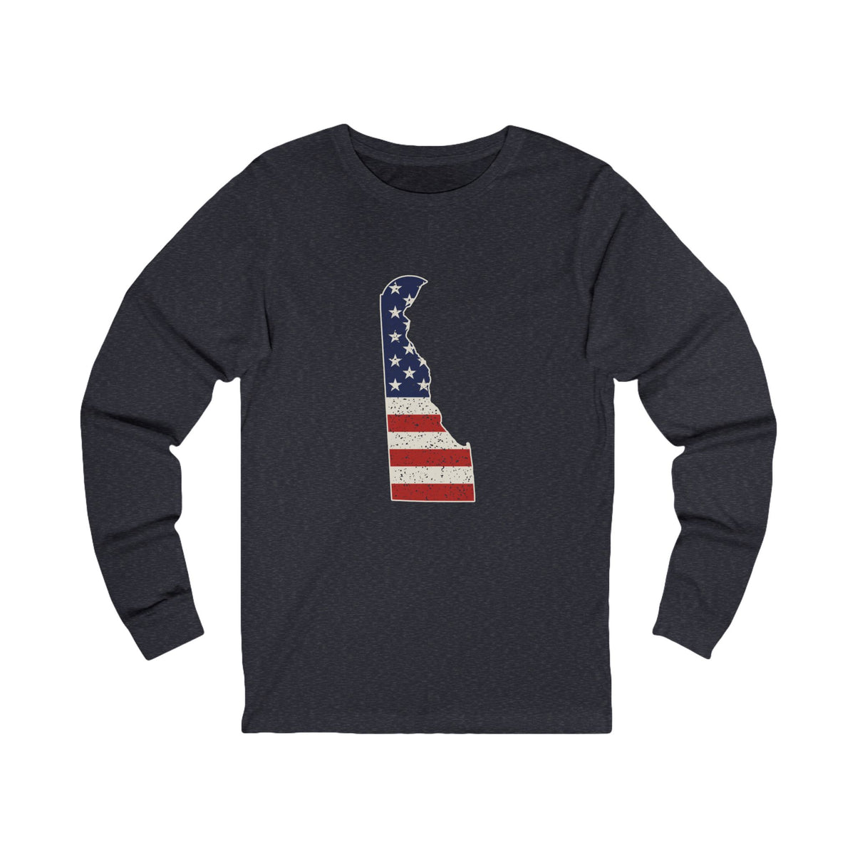 Delaware American Flag Map Long Sleeve Tee