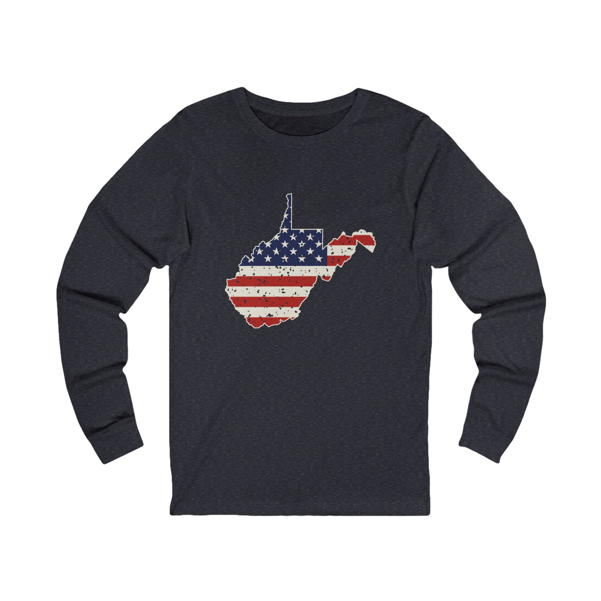 West Virginia American Flag Map Long Sleeve Tee
