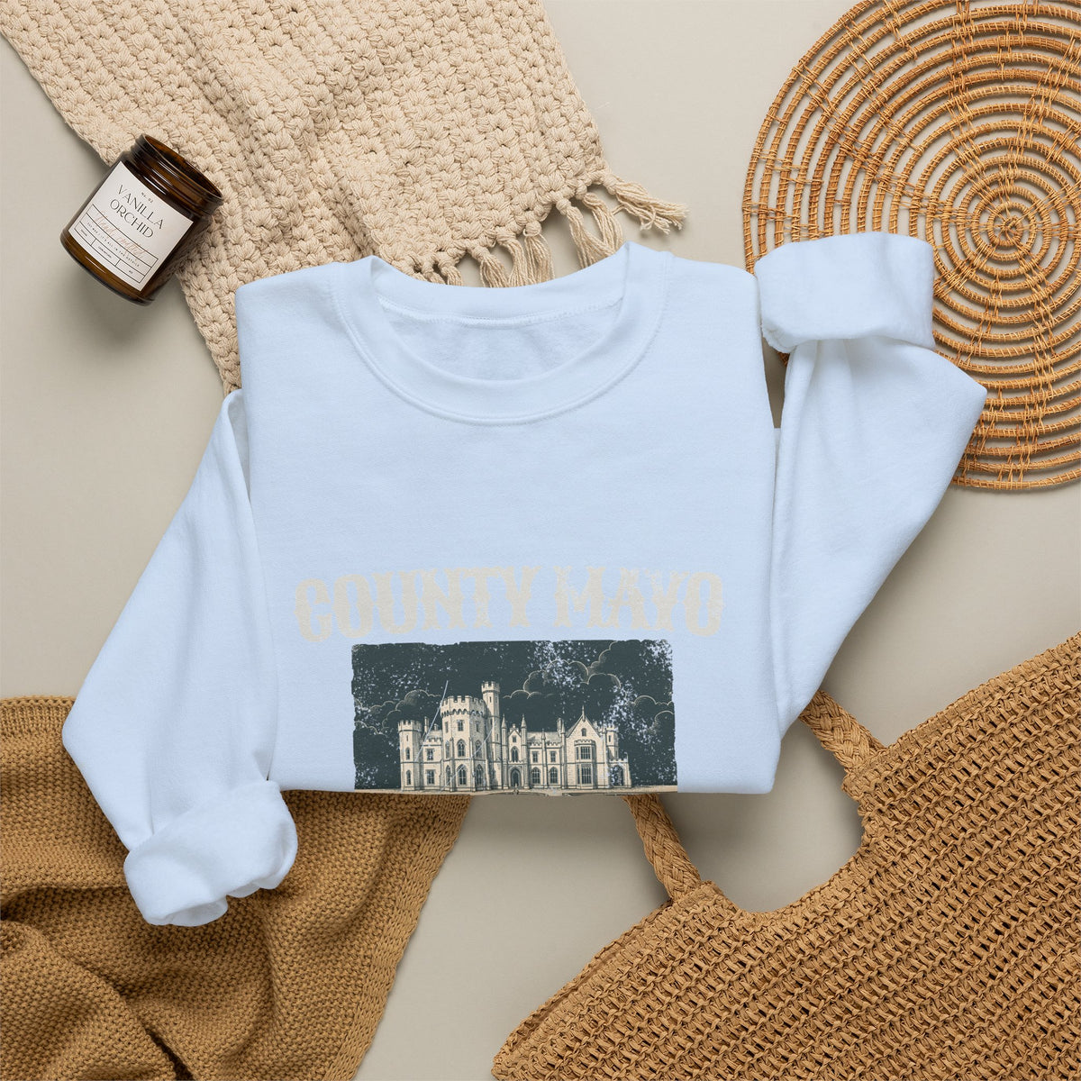 County Mayo Ireland Est 1585 Lakeside Castle Crewneck Sweatshirt