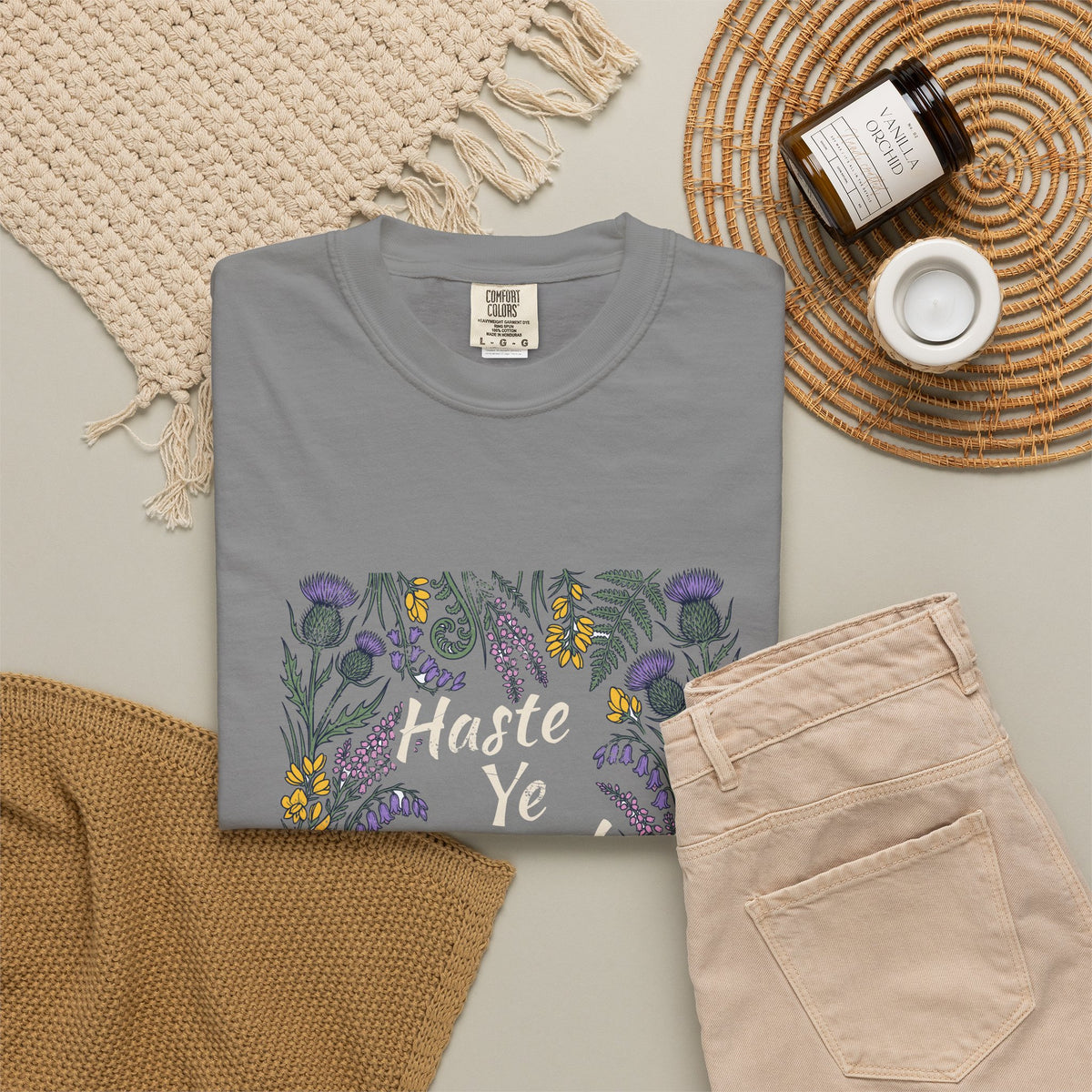 Haste Ye Back Scotland Thistle Wildflowers T-Shirt
