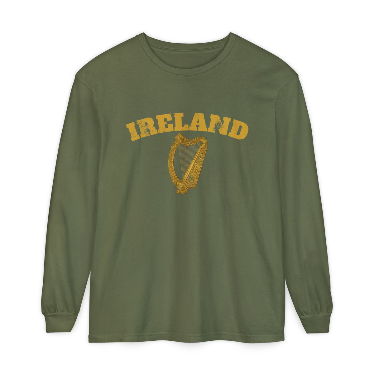 Ireland Vintage Celtic Harp Knotwork Long Sleeve Tee