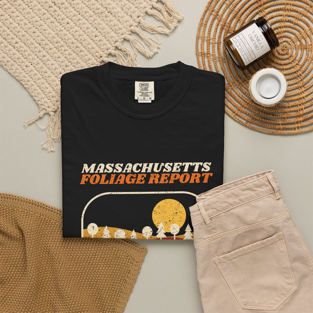 Massachusetts Foliage Report Retro Landscape T-Shirt
