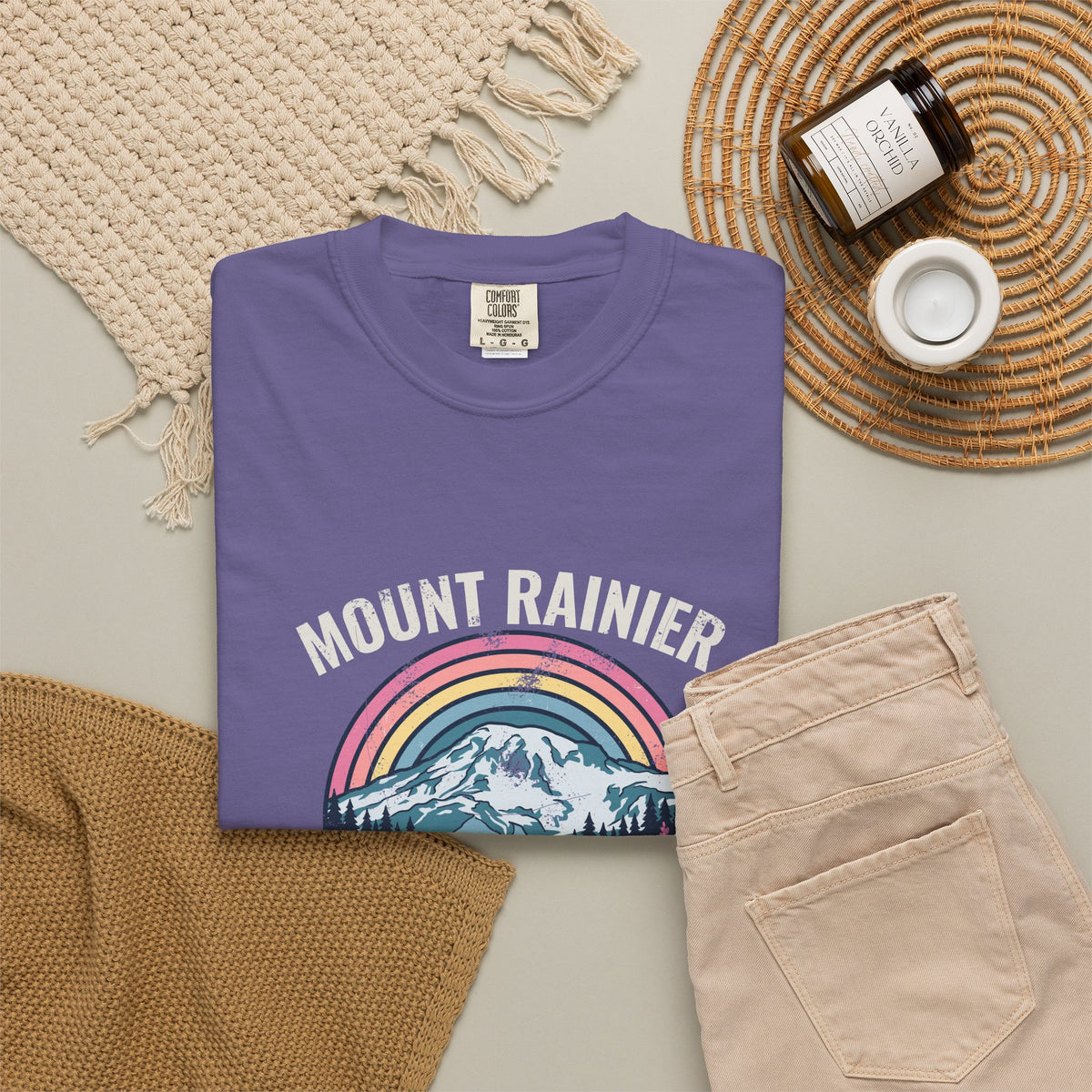 Mount Rainier National Park Wildflower Sunset T-Shirt