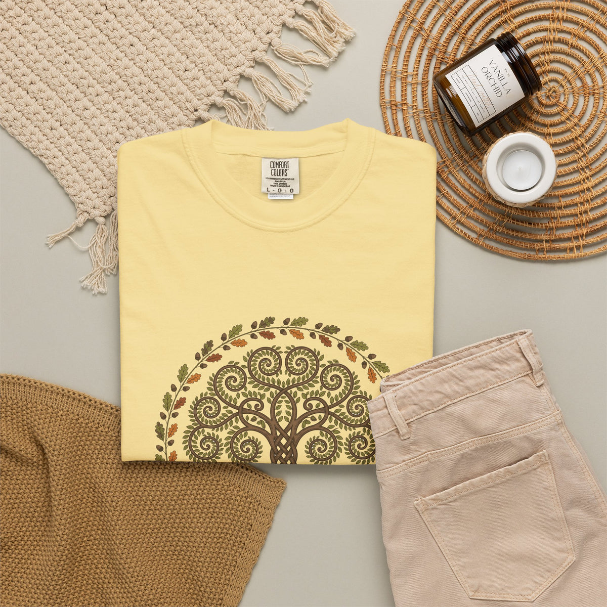 Celtic Tree of Life Autumn Oak Wreath T-Shirt