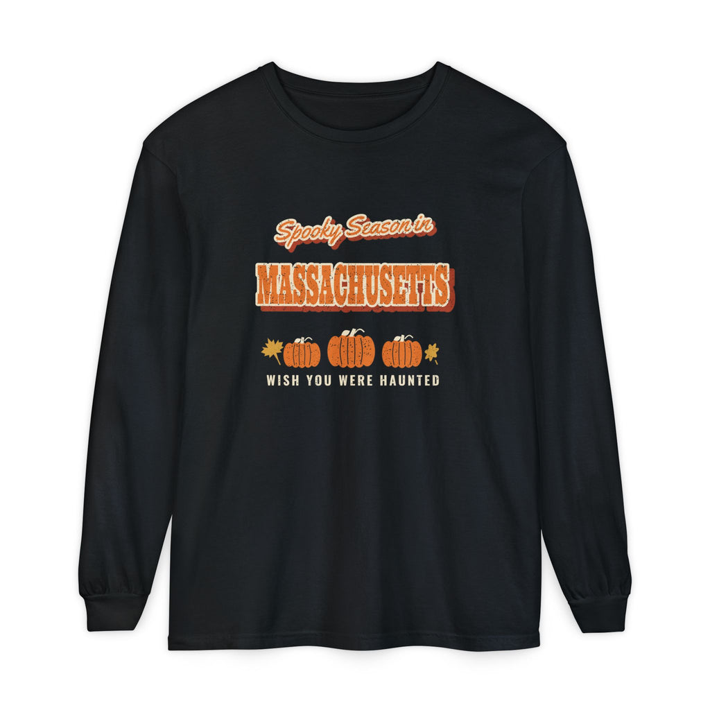 Spooky Season in Massachusetts Vintage Postcard Long Sleeve Tee