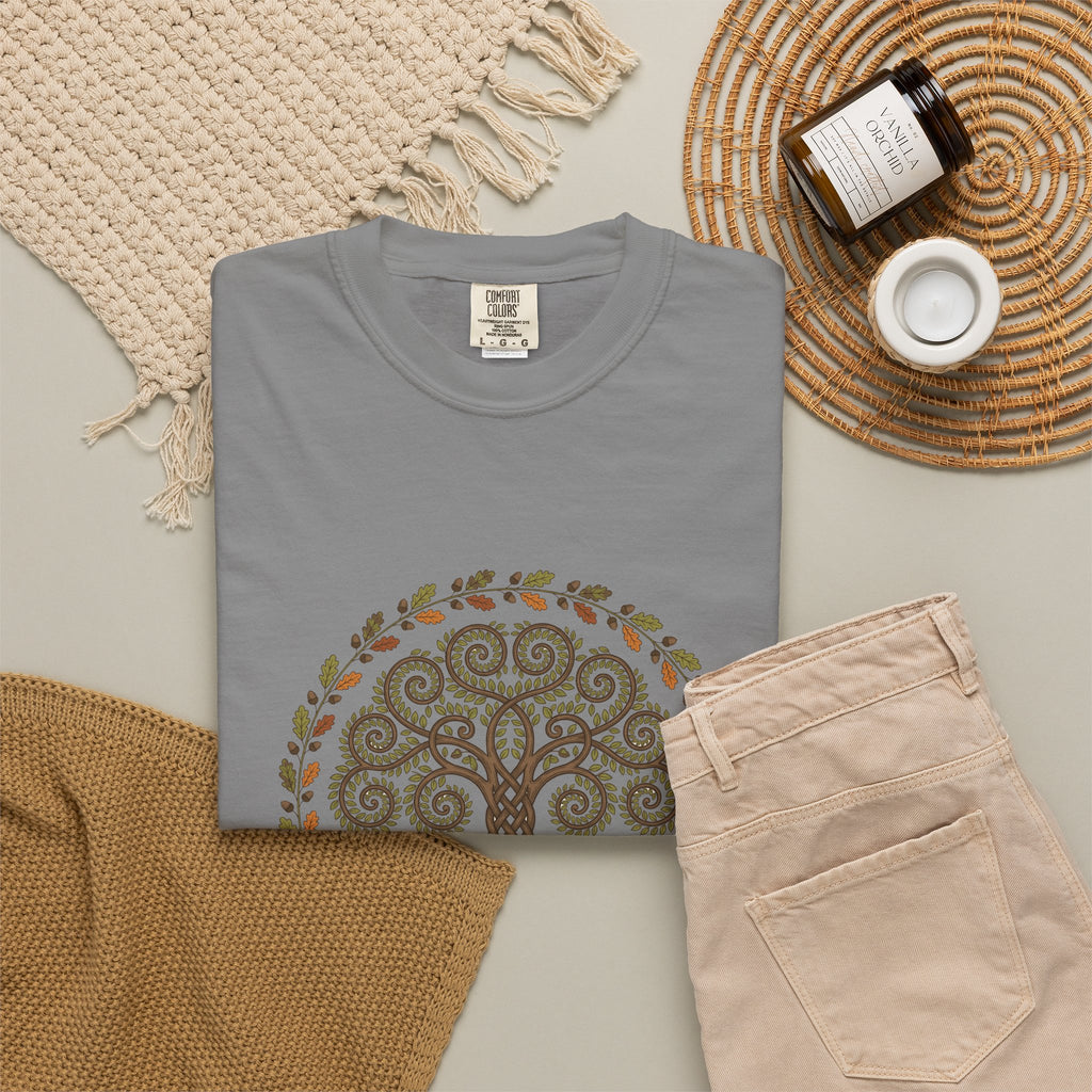 Celtic Tree of Life Autumn Oak Wreath T-Shirt