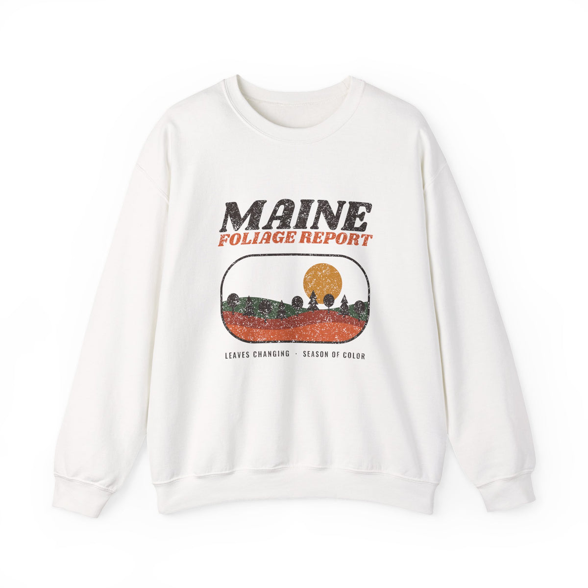 Maine Foliage Report Retro Landscape Crewneck Sweatshirt