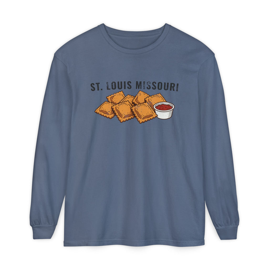 St Louis Toasted Ravioli Retro Food Illustration Long Sleeve Tee