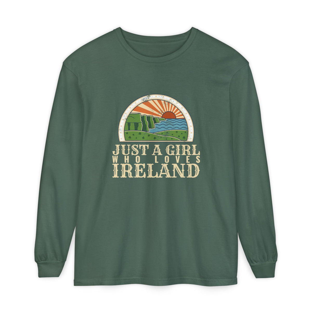 Just a Girl Who Loves Ireland Sea Cliffs Sunburst Long Sleeve Tee