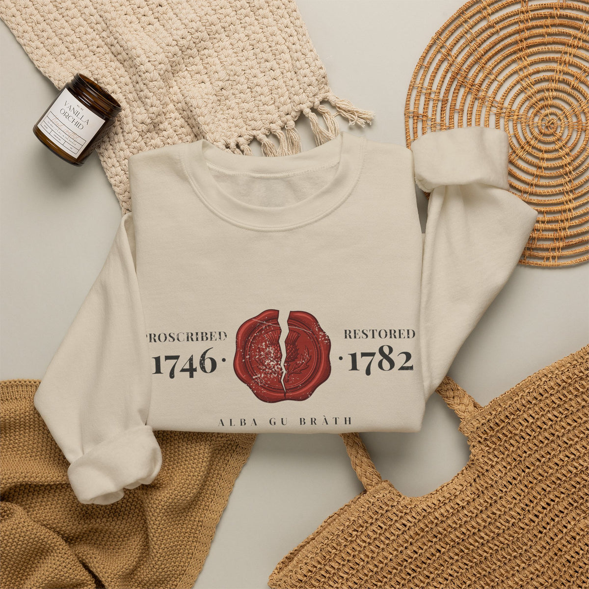 Proscribed 1746 Restored 1782 Alba Gu Bràth Thistle Seal Crewneck Sweatshirt