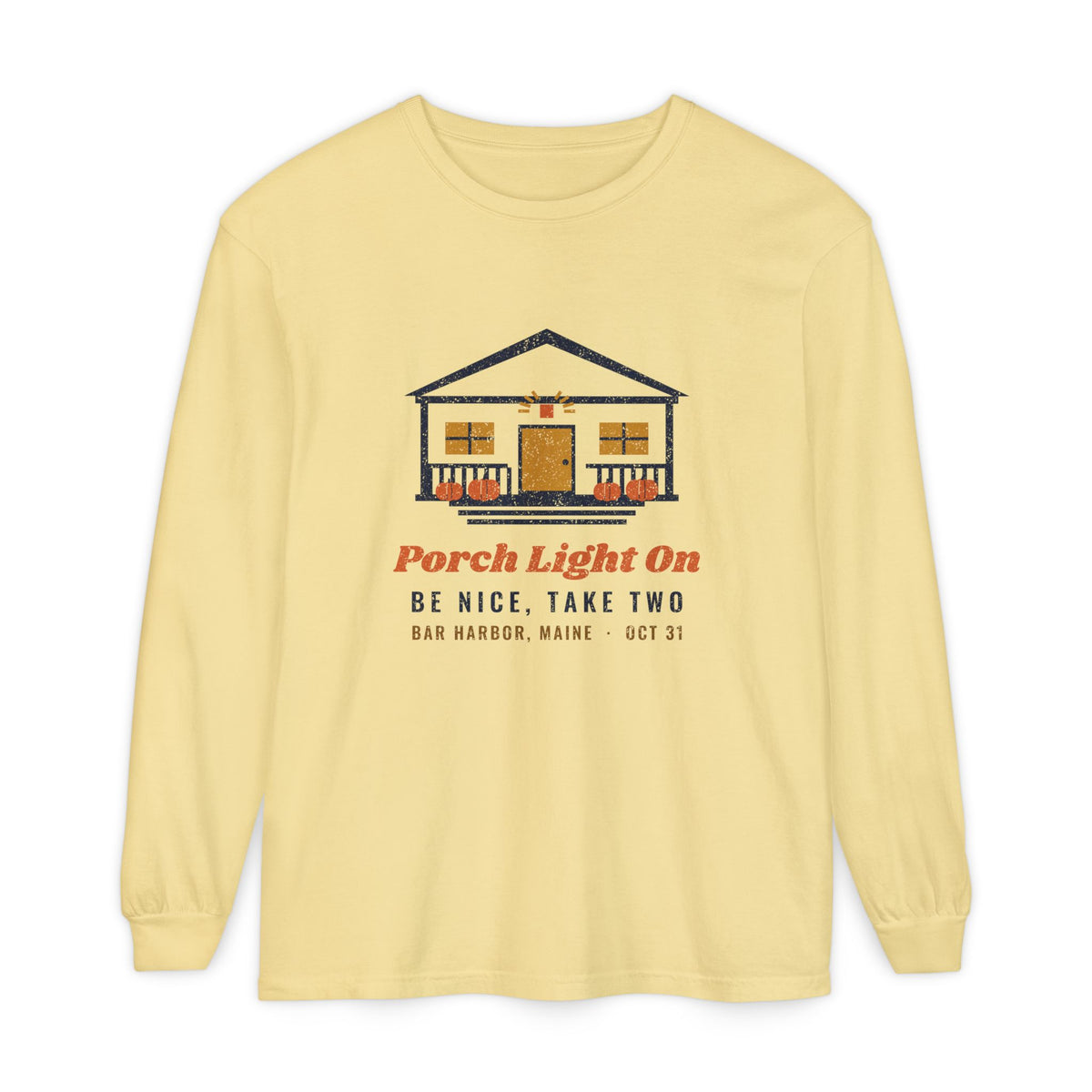 Porch Light On Bar Harbor Maine Trick or Treat Long Sleeve Tee