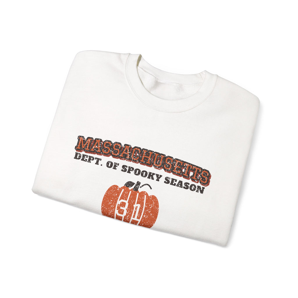 Massachusetts Dept. of Spooky Season Varsity Crewneck Sweatshirt