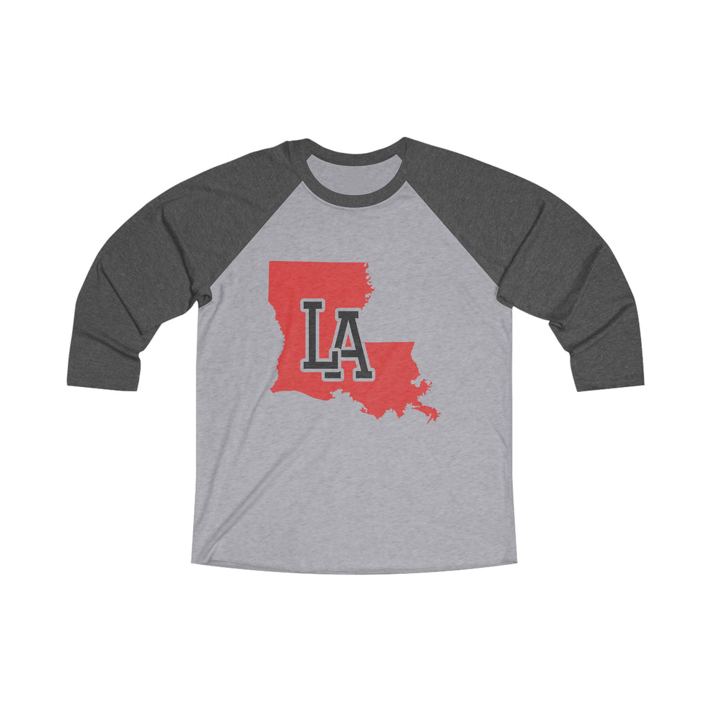 Louisiana Varsity Monogram Map Raglan 3/4 Sleeve Tee