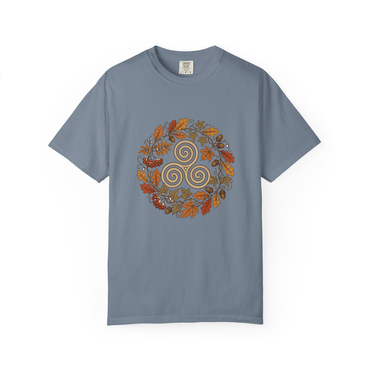 Celtic Autumn Spiral Leaf Wreath T-Shirt