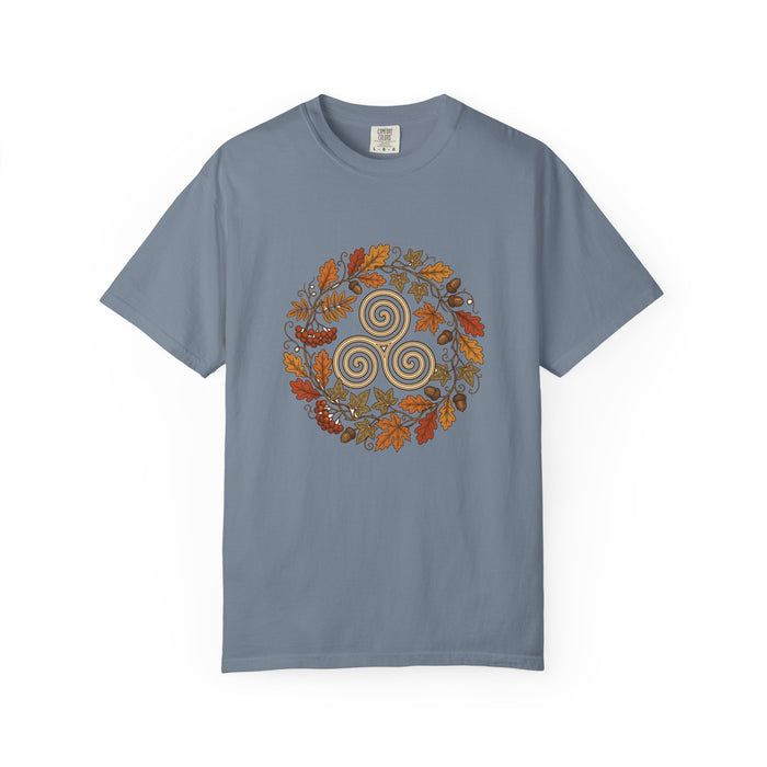 Celtic Autumn Spiral Leaf Wreath T-Shirt