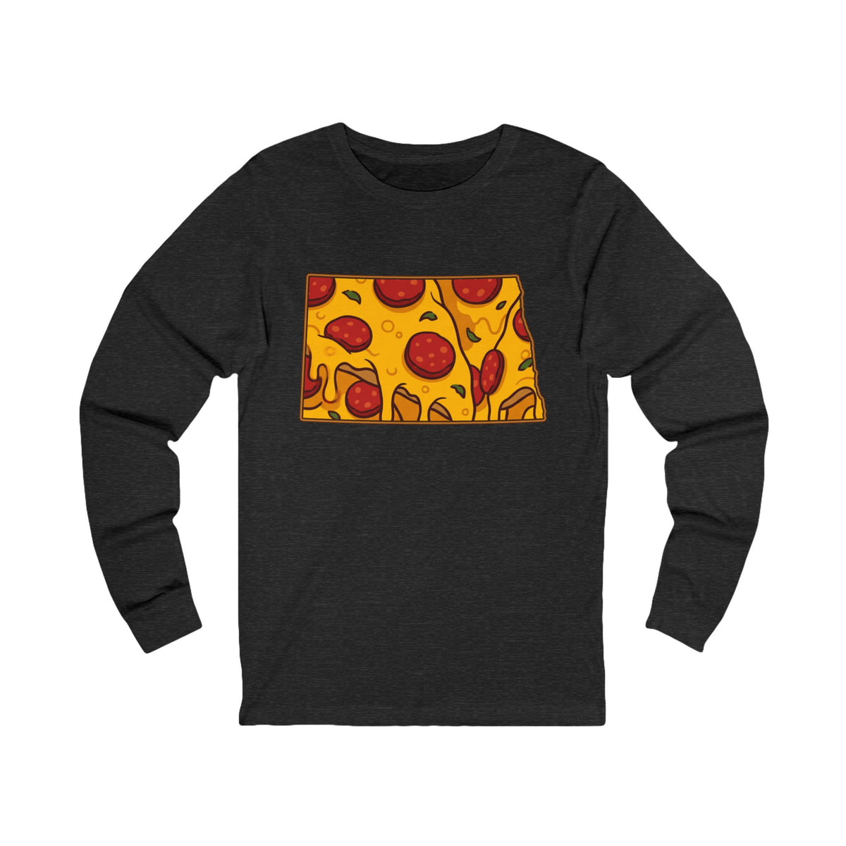 North Dakota Pizza Map Long Sleeve Tee