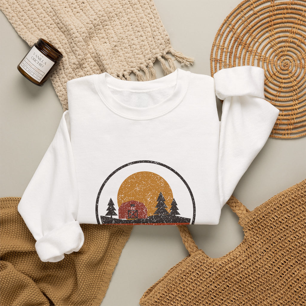 Harvest Moon Over Ohio Retro Badge Crewneck Sweatshirt