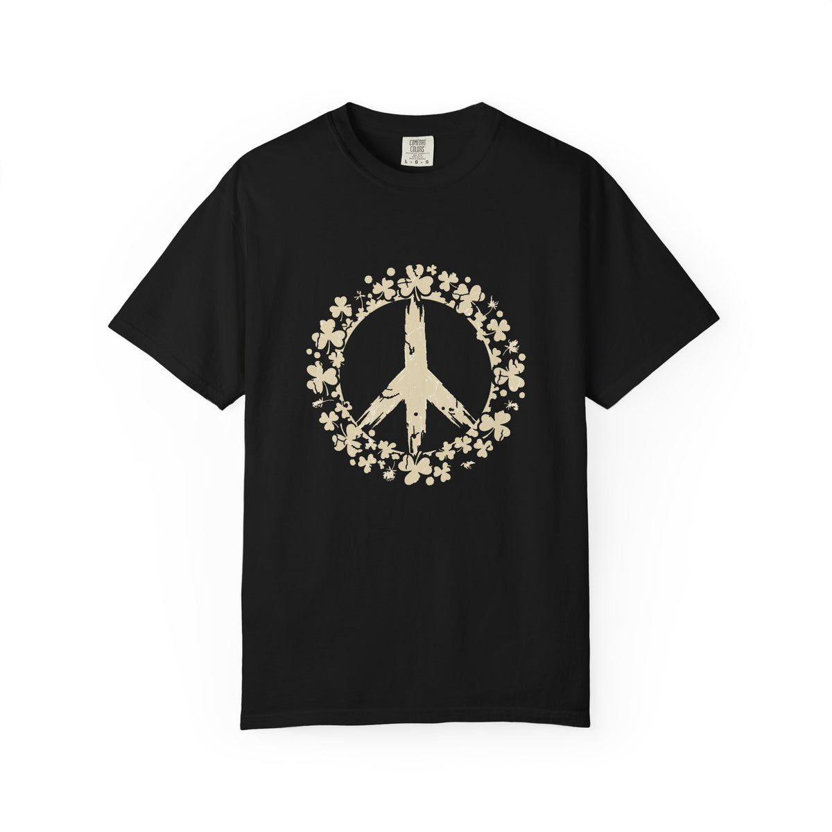 Shamrock Peace Sign Wreath Distressed T-Shirt