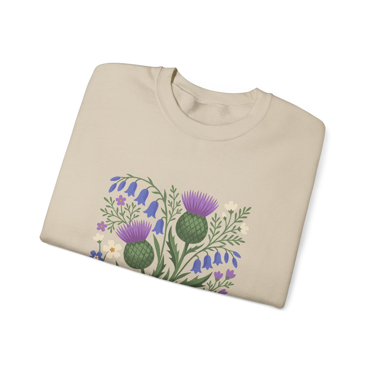 Scottish Thistle Floral Folk Art Bluebells Crewneck Sweatshirt