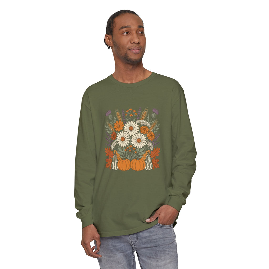 Fall Wildflower Bouquet Daisies and Thistles Long Sleeve Tee