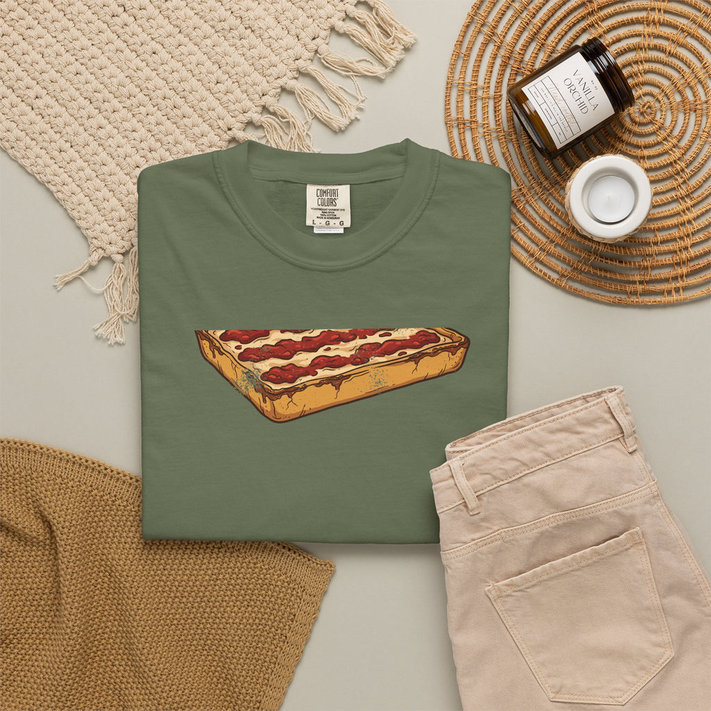 Detroit Style Pizza Retro Food Illustration T-Shirt