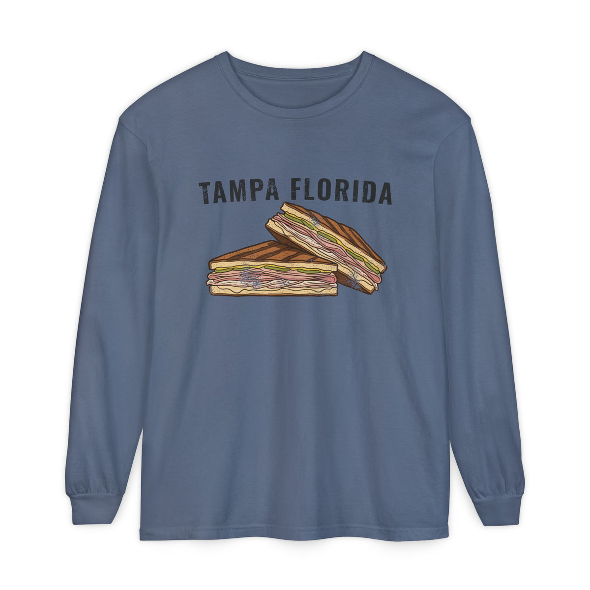 Tampa Cuban Sandwich Retro Food Illustration Long Sleeve Tee