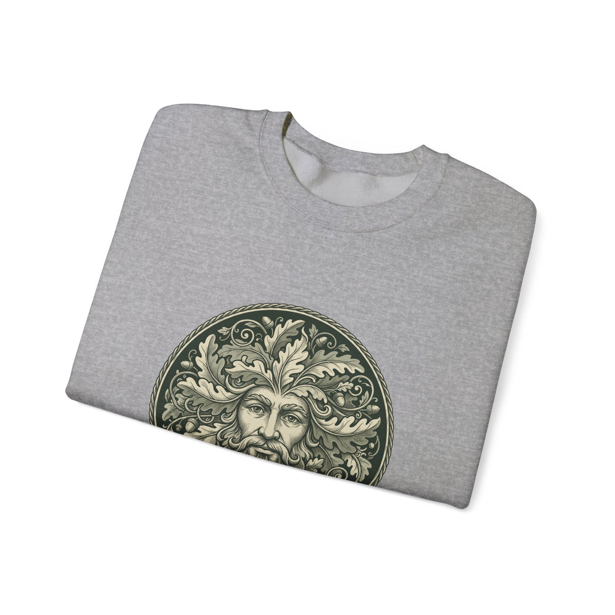 Green Man Oak Leaf and Acorn Medallion Crewneck Sweatshirt
