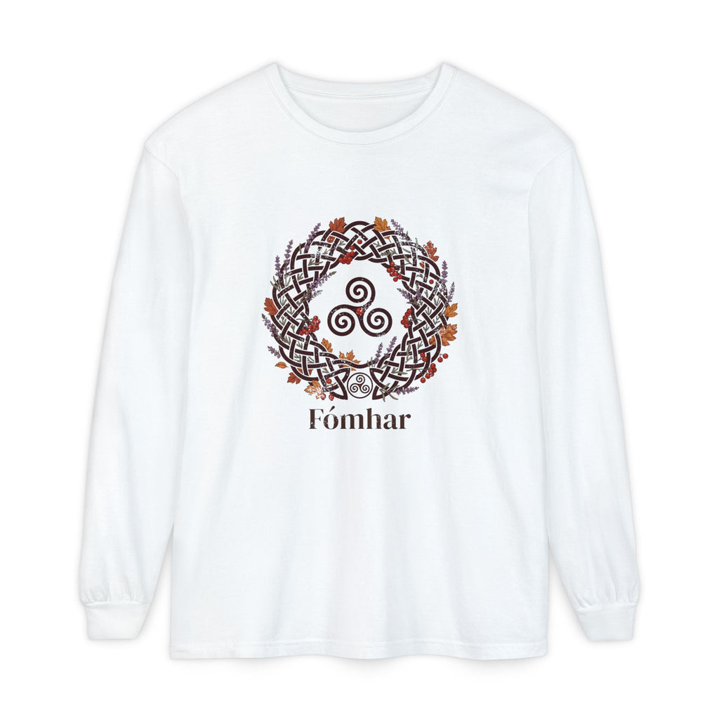 Fómhar Celtic Triskele Autumn Wreath Long Sleeve Tee