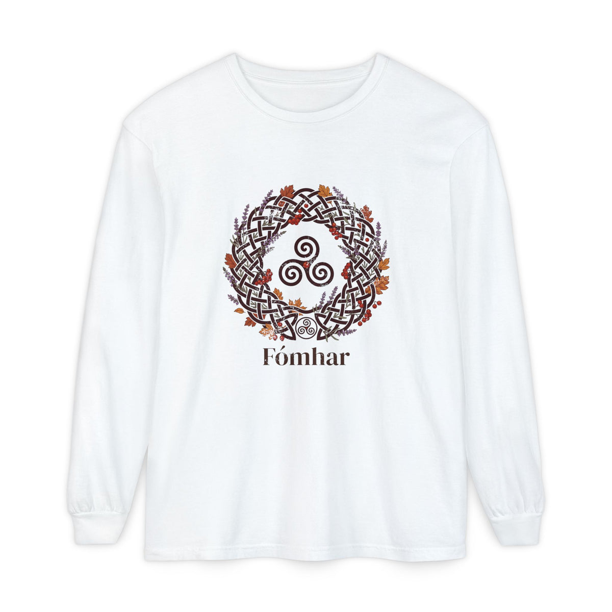 Fómhar Celtic Triskele Autumn Wreath Long Sleeve Tee
